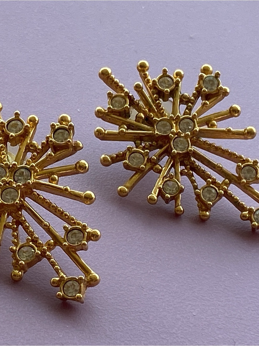 Avon Gold Starburst Clear Crystal Stud Earrings - Women Jewelry